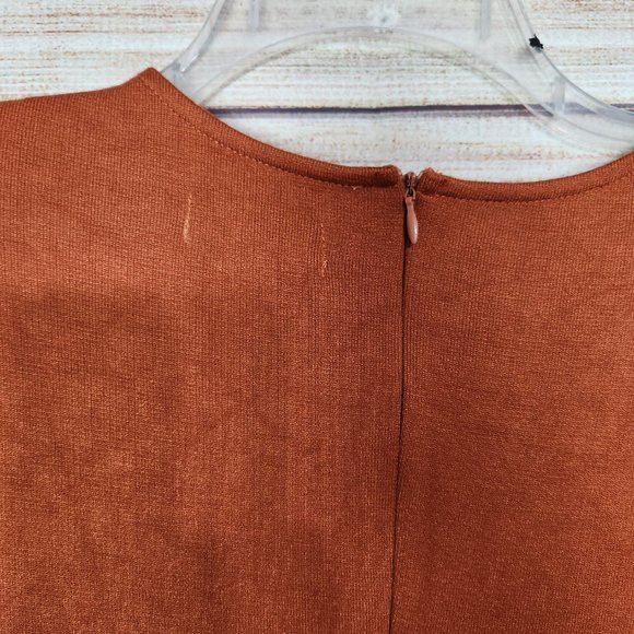 NWT Roolee Women's Burnt Orange Pockets Maxi Zipper Back Stretchy Dress Size M - Picture 15 of 16